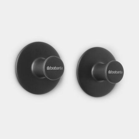 Crochets à serviettes Brabantia ReNew - kit de 2 - vis et papier adhésif inclus - Dark Grey_1