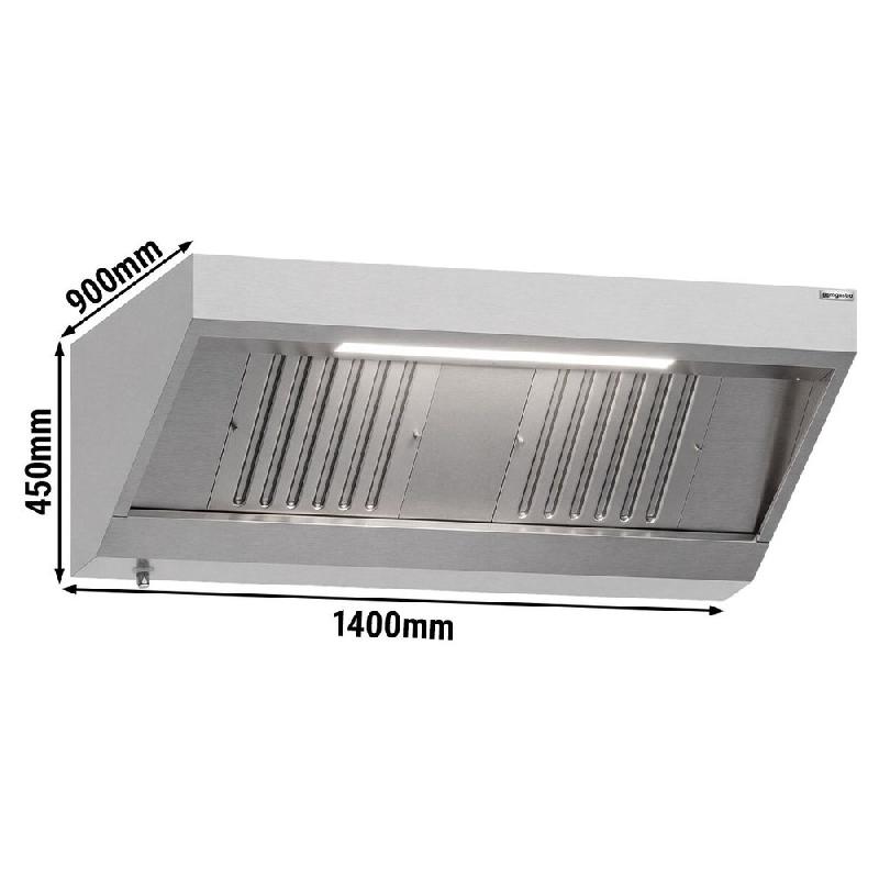 Hotte murale inox statique 1m40 avec filtre et éclairage | Profondeur 900 mm_1