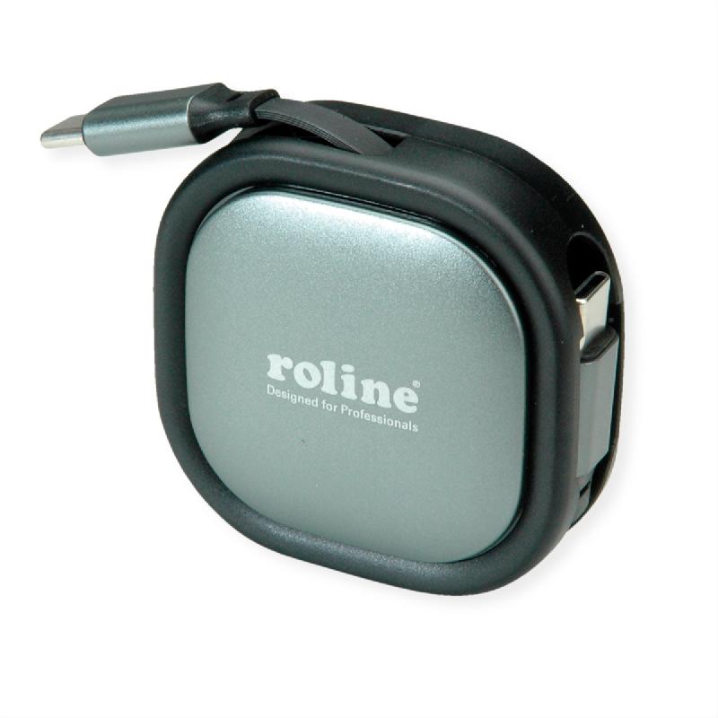 ROLINE Câble rétractable USB 2.0, 60W, C-C, M/M, noir, 1,2 m_1