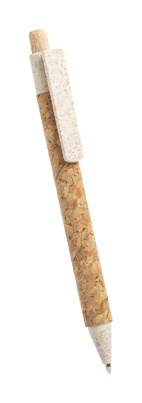 Stylo à bille en liège et paille de blé écologique - encre bleue - couleur beige - 6g_1