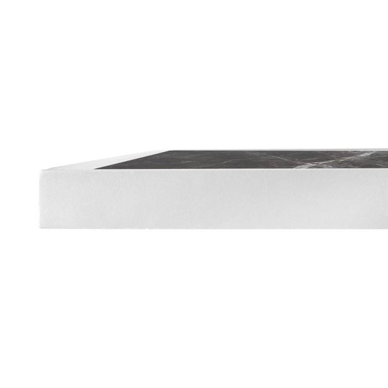 Plateau de table extérieur carré en verre trempé effet granit foncé bord blanc 700 mm | Bolero - FU516_1