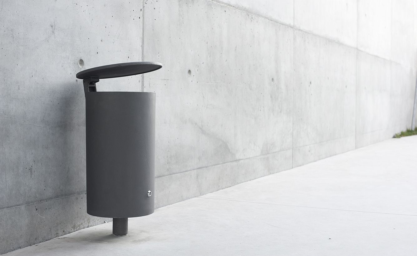 Poubelle publique - Point - Larus - 40L - Fonte et acier - Options : couvercle, cendrier_1