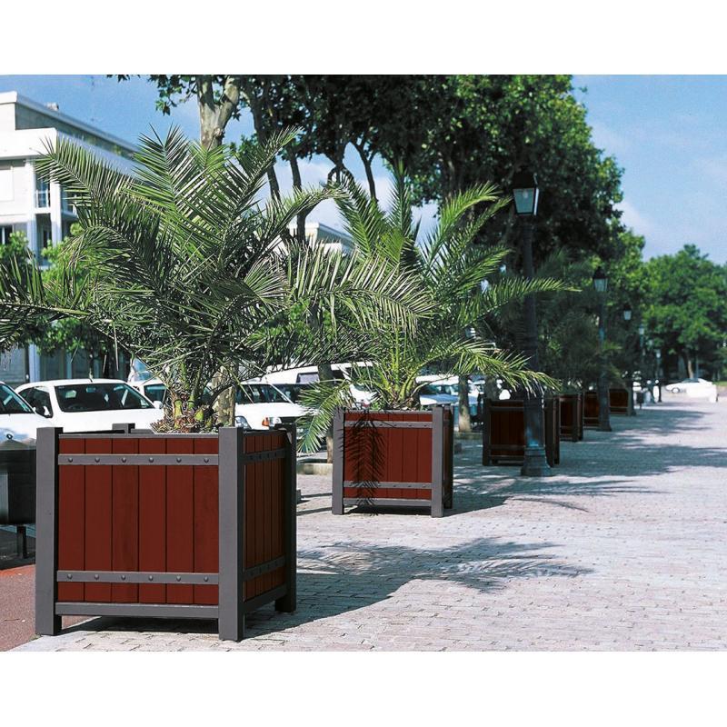 Bac à palmier Sarlat - Réf : 201277.Gpro.Chec - Châssis acier et panneaux en chêne PEFC, finition acajou ou chêne clair_1