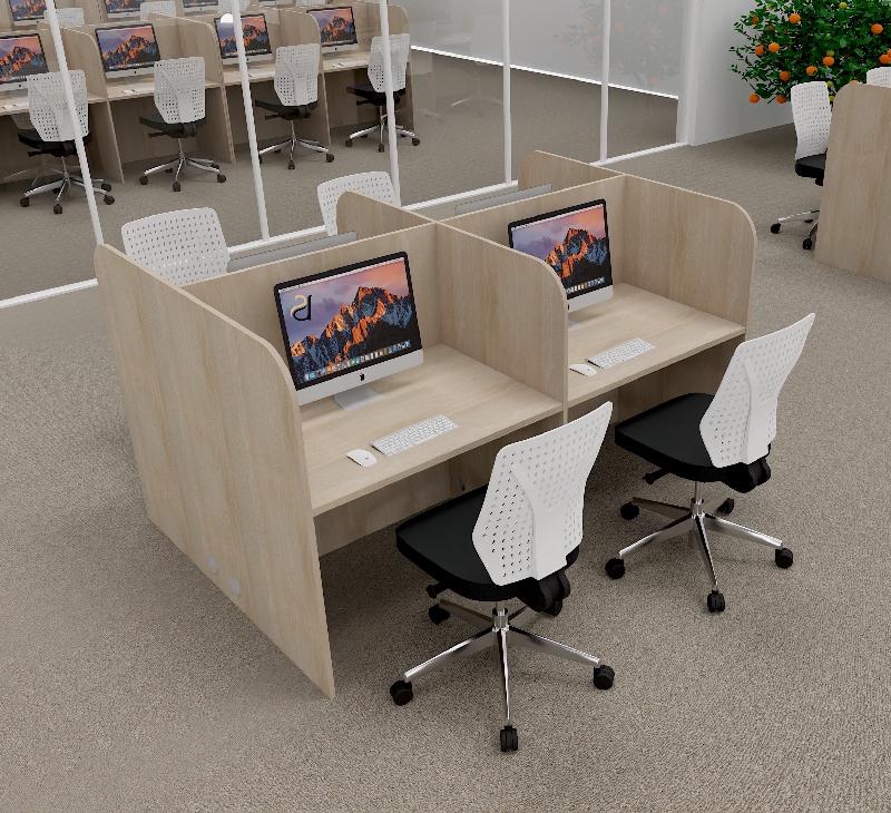 Bureau de call center version double 4 personnes Call. - Acacia clair, 4 places_2
