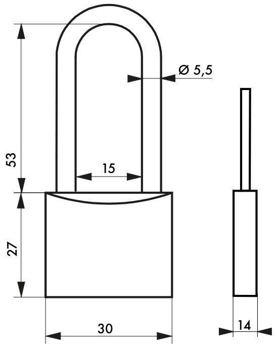 Cadenas à clé type 1 - 30 mm - anse demi-haute - corps laiton monobloc - Thirard_1