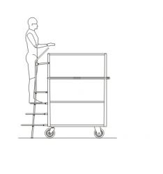 Chariot préparation de commandes - 4 étagères - escabeau pliant intégré - capacité jusqu'à 600 kg_1