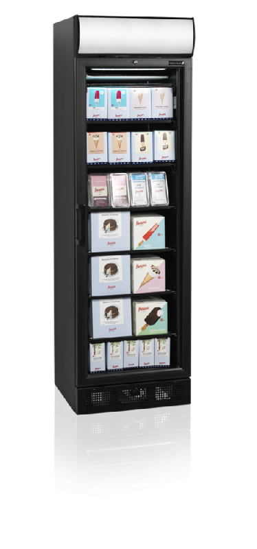 Congélateur vertical de vitrine Statique Noir avec Canopée lumineux L.595mm 270L 570W TEFCOLD_1