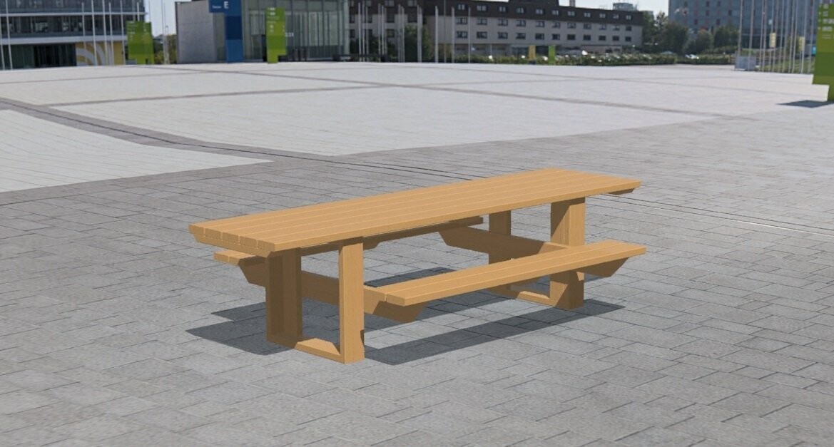 Table de pique-nique en bois Classe IV ou plastique recyclé - Adaptée PMR - Référence MUB22PMR - Longueur 3m_1