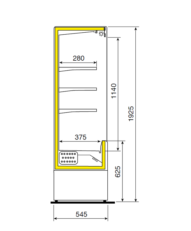 Vitrine réfrigérée verticale ORSO EUROVITRINE - 0.70m x 0.55m x 1m93, groupe intégré, inox, positif_1