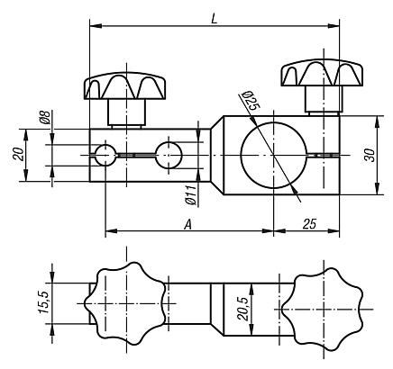 31140-100 - Support de comparateur en aluminium anodisé noir - Norelem France - Dimensions 100 x 130_1