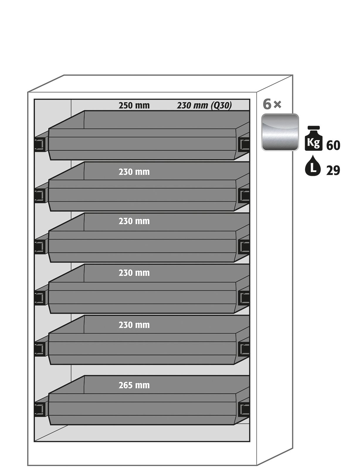 Armoire de sécurité Q-PEGASUS-90 modèle Q90.195.120.WDAC - Réf 30002-041-33649 - Type 90 - Certifiée NF EN 14470-1 et GS - Dimensions 1193x615x1953 mm_1