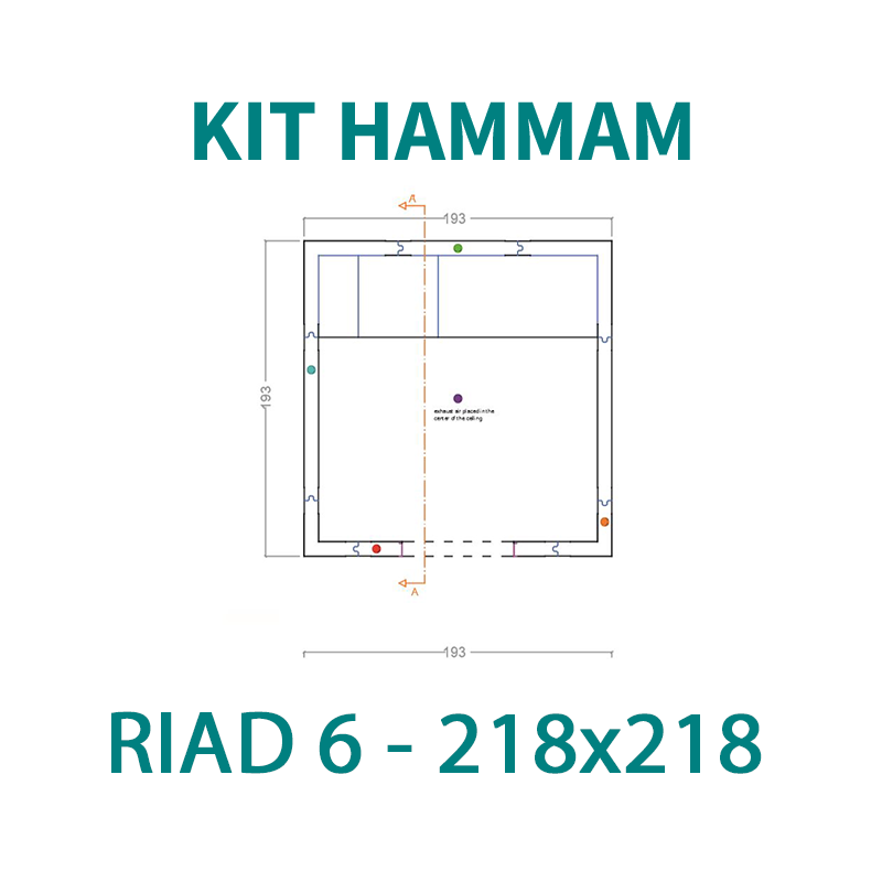 KIT CABINE HAMMAM À CARRELER RIAD 6 - 218X218 - 6 PLACES_1