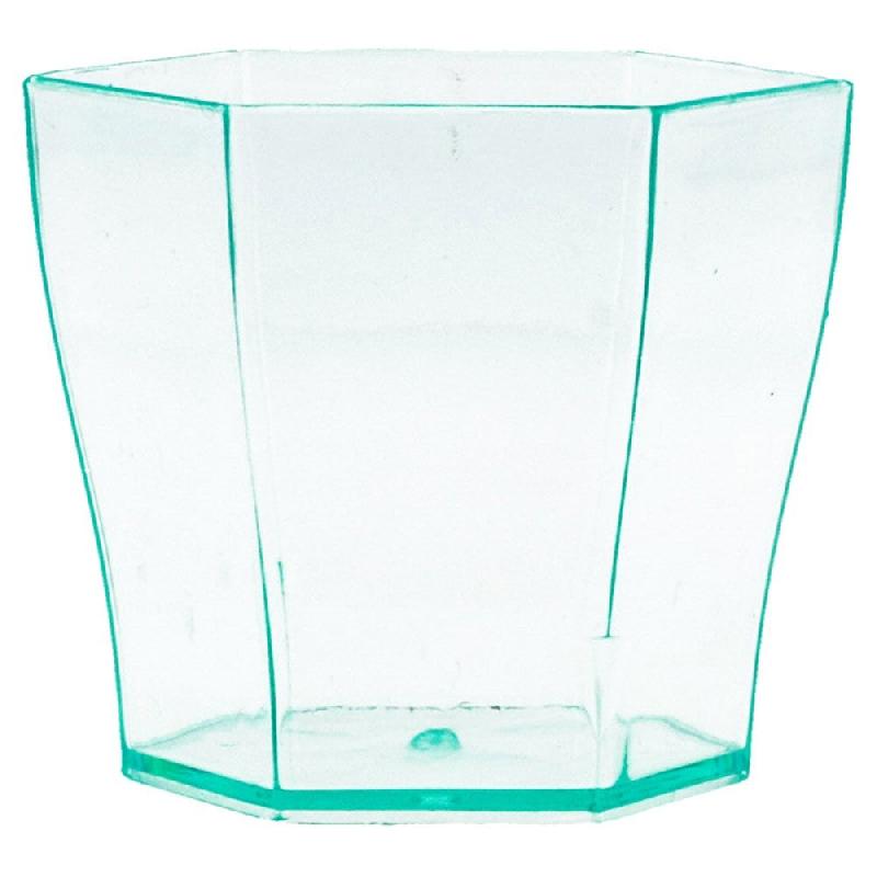 Mini verre hexagonal vert d'eau PS 6cl Ø4,7x4,6cm - par 864_1