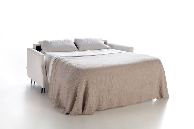 Canapé convertible express chocolat 160x190 cm - dossier souple - tissu personnalisable - matelas 13 cm_1