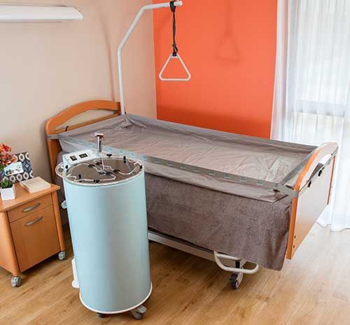 Drap de bain - douche au lit - salle de bain mobile - synoxis médical_1