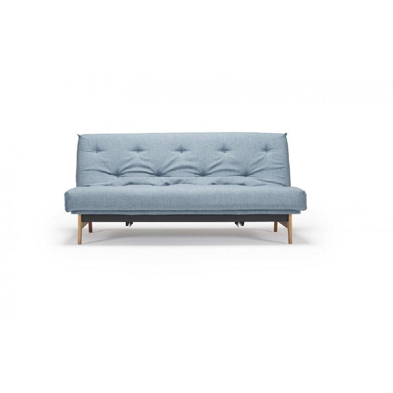 Innovation Living - Canapé convertible design Aslak 140x200 cm - capitonné tissu Mixed Dance Light Blue_1