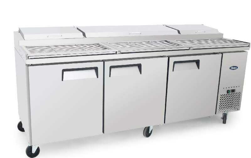 Meuble à pizza 3 portes avec vitrine à capot inox Atosa - AVEC_1