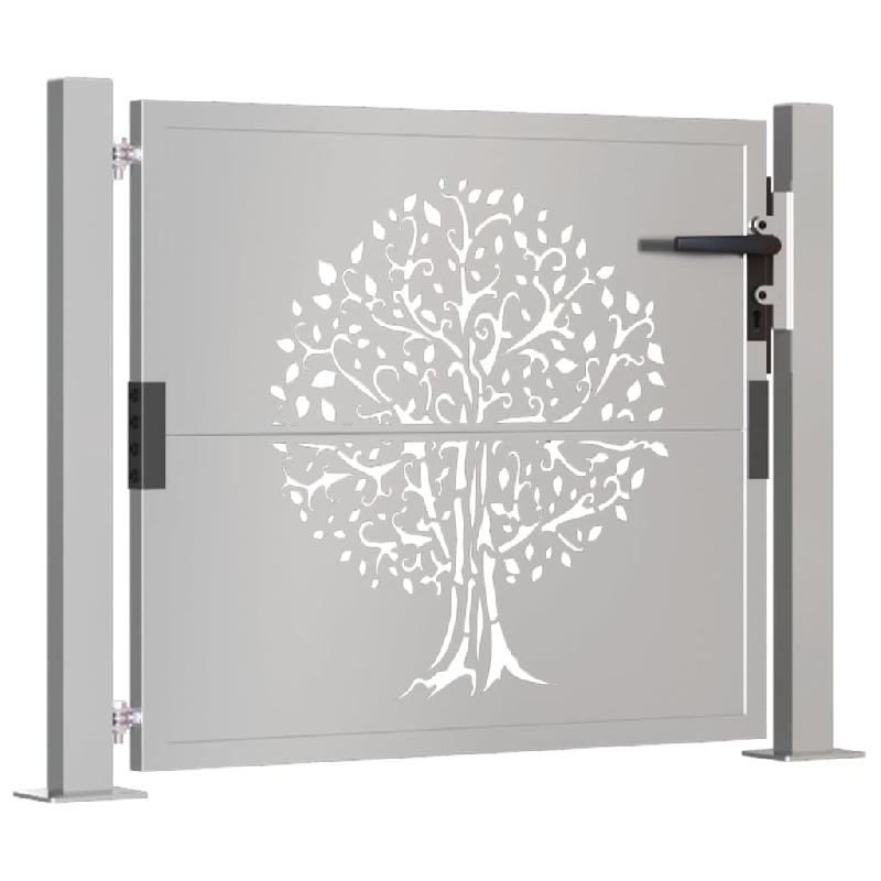 Vidaxl portail de jardin 105x105 cm acier corten conception de l'arbre 153161_1
