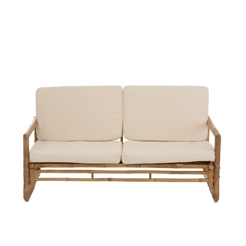 Fauteuil 2 personnes LOVA en bambou naturel avec coussins rembourrés - 150x80x71 cm_1