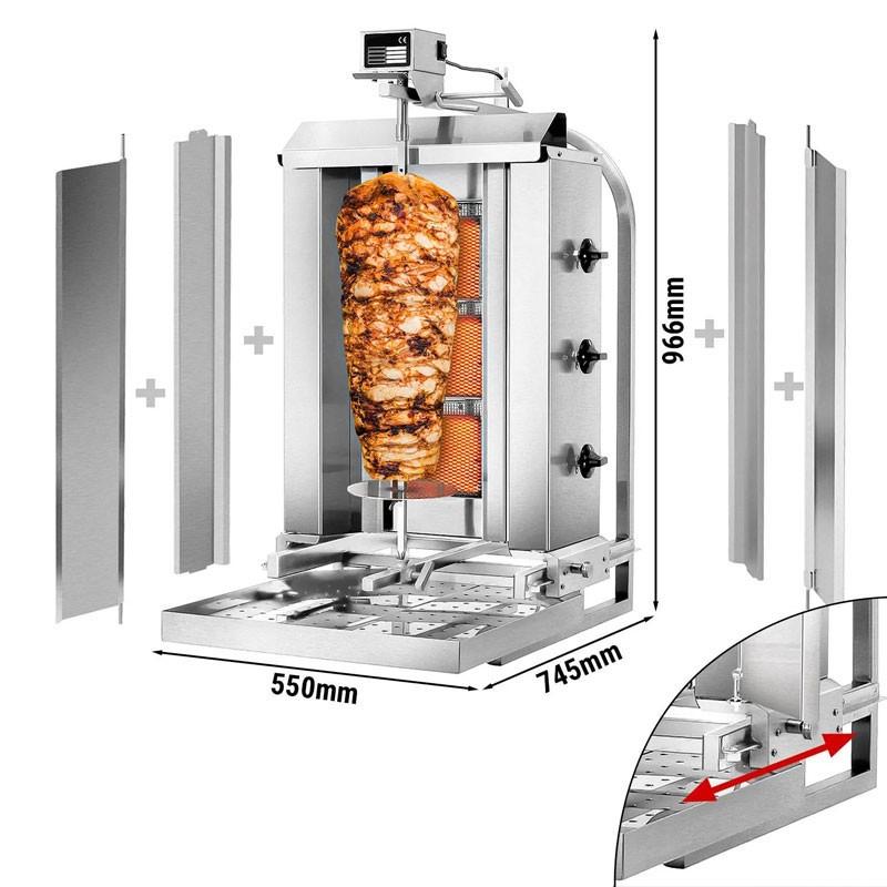 Grill Döner kebab gaz 3 brûleurs max 40 kg mobile avec tôle de protection - moteur en haut_1