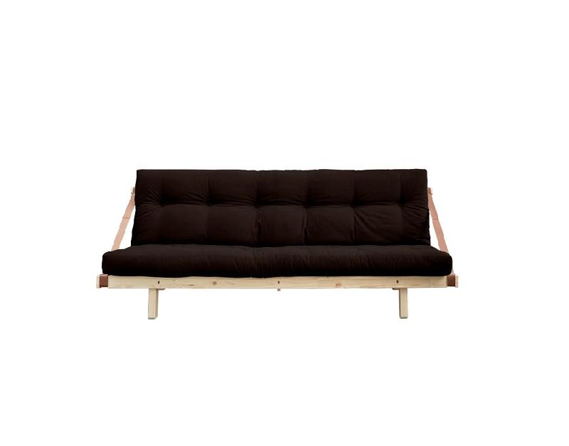 Banquette futon JUMP en pin massif - Coloris marron - Couchage 130 x 202 cm - Design scandinave avec lanières en cuir_1