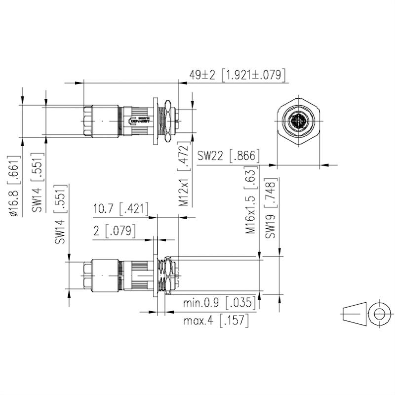 METZ CONNECT M12 connecteur codage X IP67, à confectionner sur site avec bride_1