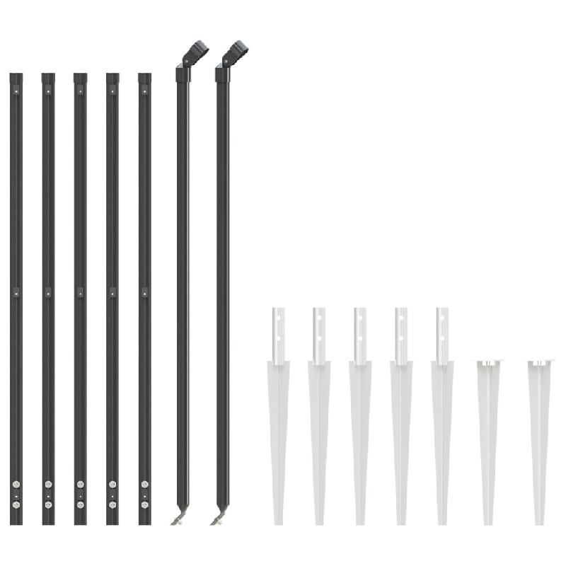 Vidaxl clôture en treillis métallique et ancrage anthracite 1x10 m 154241_1