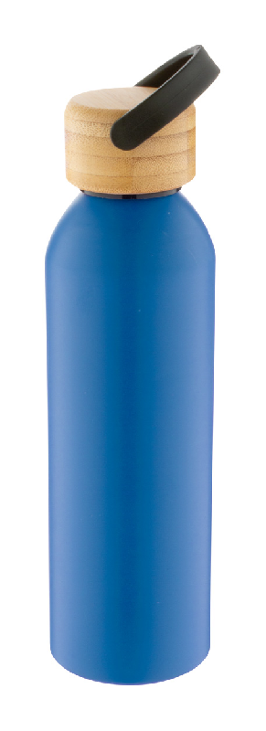 Bouteille en aluminium - 600 ml - Couvercle en bambou - Couleur bleu_1