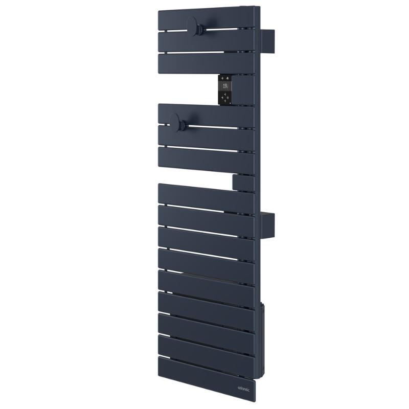 Sèche-serviettes connecté Nefertiti étroit mât gauche 500W bleu profond - Atlantic - 850641_1