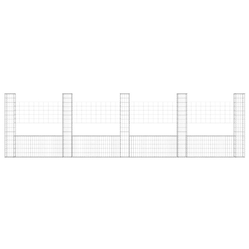 Vidaxl panier de gabion en forme de u avec 5 poteaux fer 500x20x150 cm 151285_1