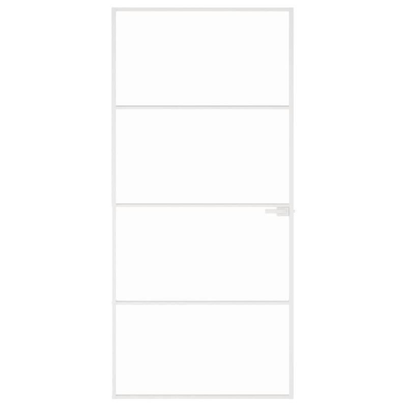 Vidaxl porte d'intérieur blanc 93x201,5 cm trempé verre aluminium fin 153668_1