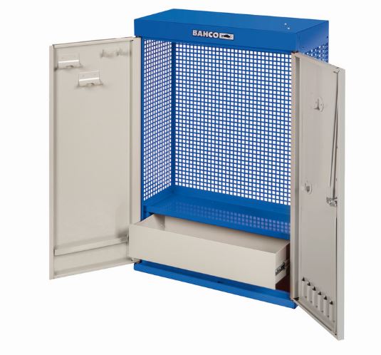 Armoire d'atelier 2 portes à roulettes, bleu, 1605 mm x 450 mm x 625 mm - 1495CD60WBL_1