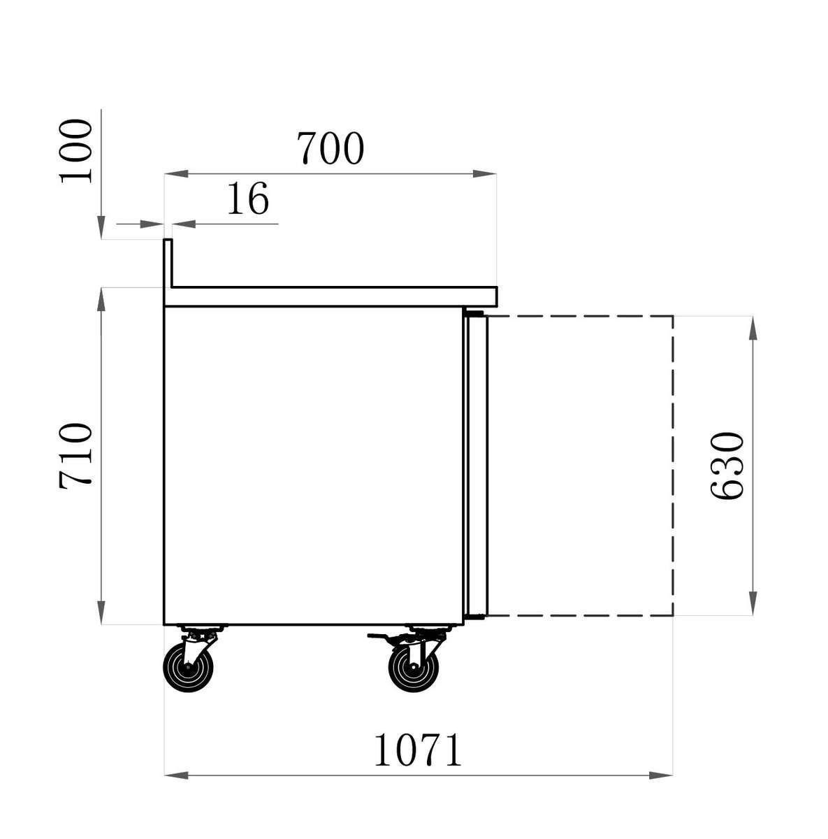 Desserte réfrigérée positive GN1/1 - 2 portes - 282L - Inox AISI304 - Température 2°C à 8°C - Référence AA2PP_1