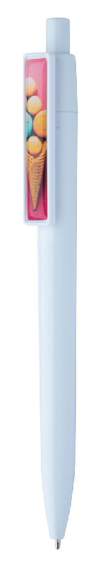 Stylo à bille en plastique - encre bleue - clip spécial pour doming ou impression UV_1