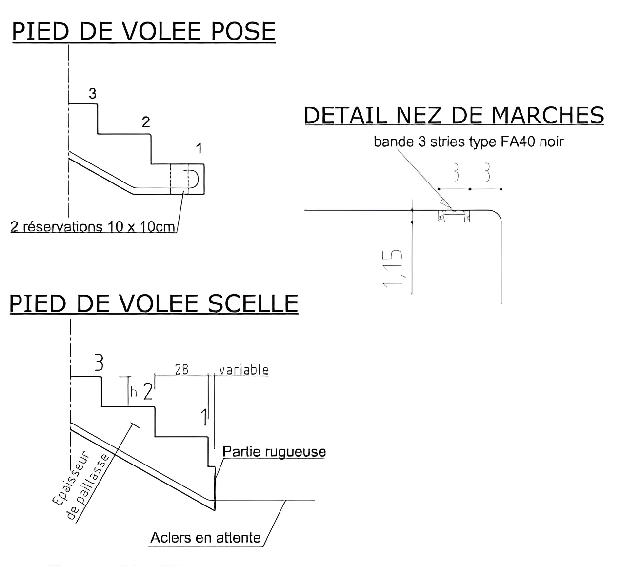 Escalier en béton à volée droite préfabriqué avec 23 marches - Soriba_1