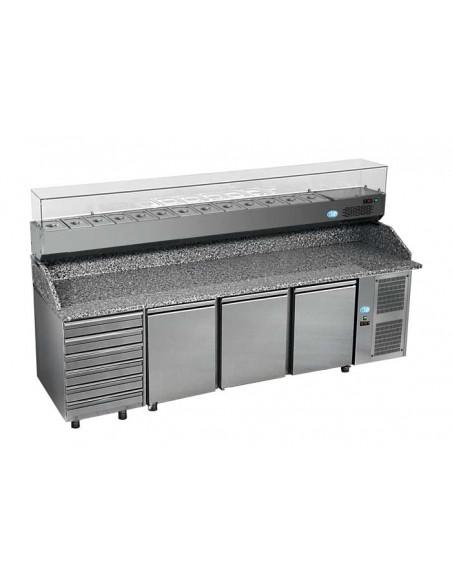 Table 800 GN1/1 - Pizza 3 portes + 6 TN - Référence: PIZ 4P 800 T6_1