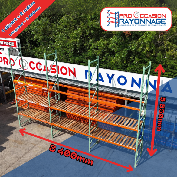 Lot de rayonnage - Hauteur 5 500mm, Longueur 8 400mm, Profondeur 1 000mm - Manulab_1