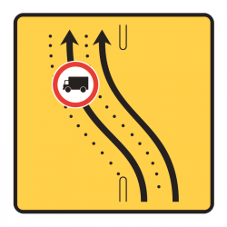 Panneau voirie temporaire KD8 ex2 - Changement de chaussée ou de trajectoire sur deux voies - Panneau de signalisation temporaire pour déviation_1