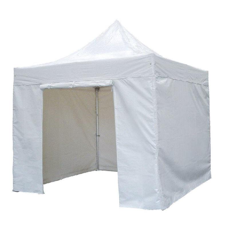 Tente 3x3m en aluminium - toit polyester blanc 300g/m² - réglable en hauteur avec sac de transport_1