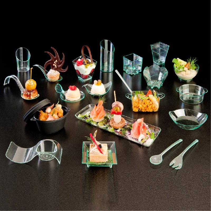 Verrine oreille avec anse vert d'eau PS 80cc 9,6x5x3,5cm - par 576_1