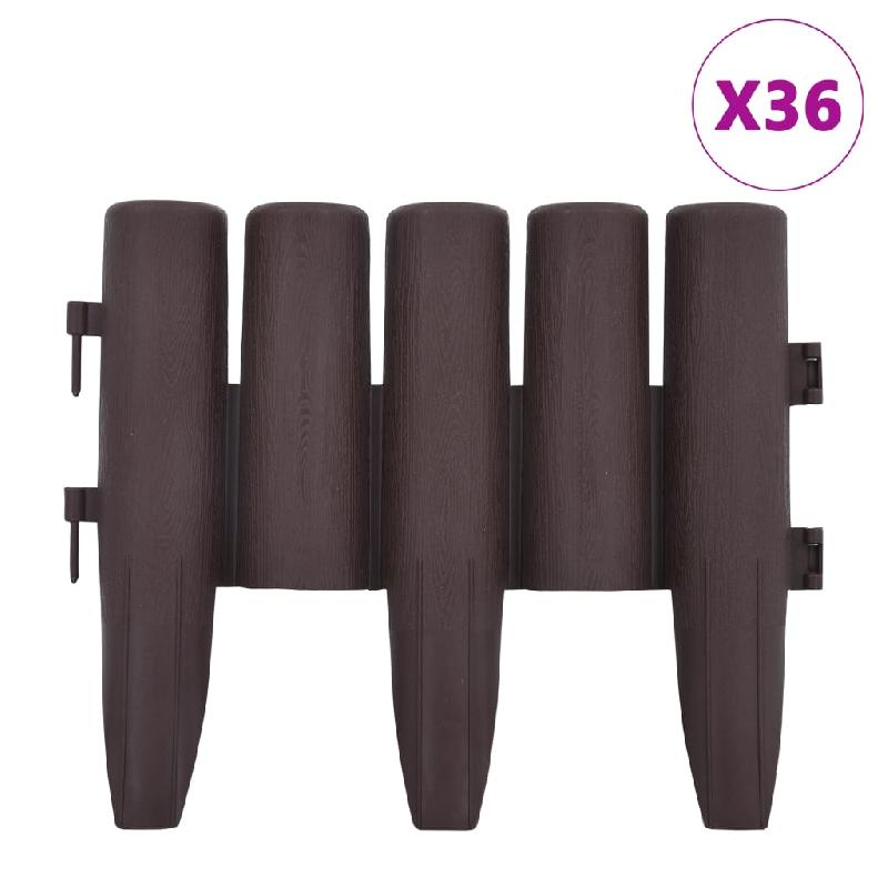 Vidaxl bordures de pelouse 36 pcs marron 10 m pp 48620_1