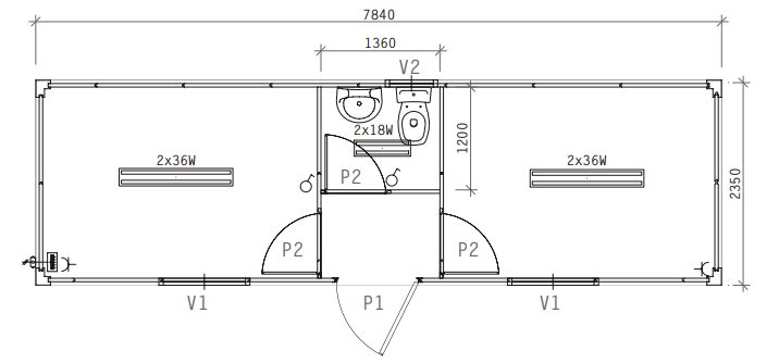 AIS-4 - Constructions modulaires - Panelais - Dimensions 7840x2350 mm - Superficie 18,42 m²_1
