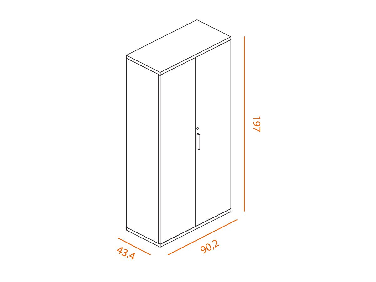 Armoire haute à portes battantes - 4 étagères - 90 x 197 cm - Fabrication italienne_1