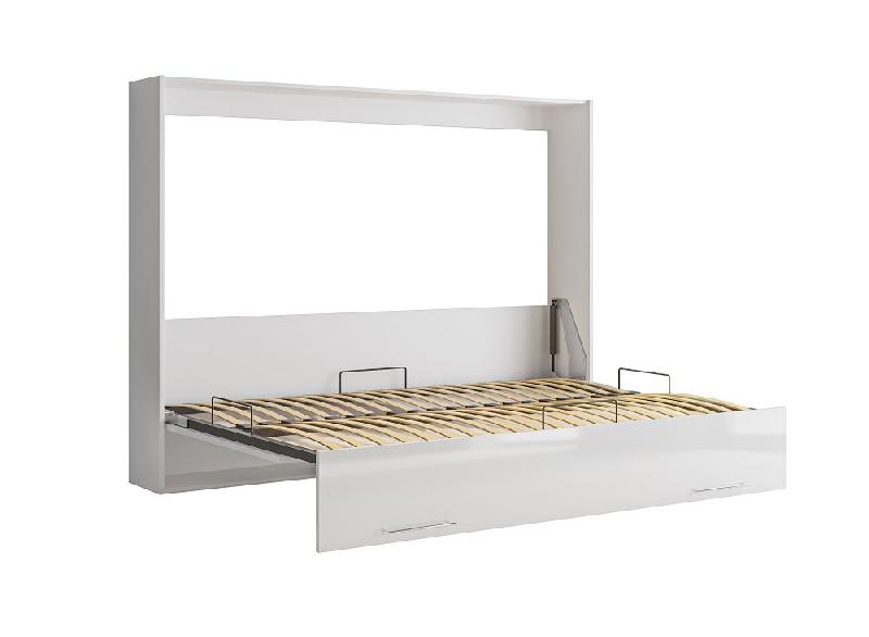 Armoire-lit escamotable VERTIGO - façade blanc brillant - couchage 140x200 cm - design chic et contemporain_1