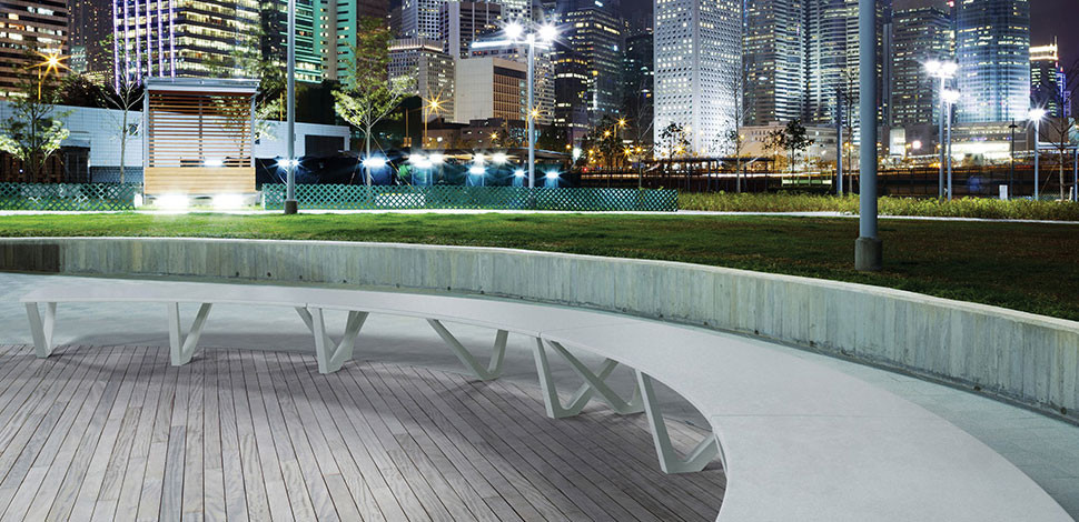 Banc public en béton ultraléger circulaire - modèle Bridge - finition lisse Aubrilam_1