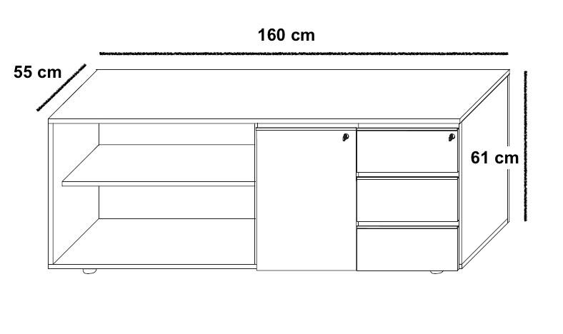 Bureau de direction sur crédence Pigreco - MARTEX - 140, Noyer canaletto, Droite_1