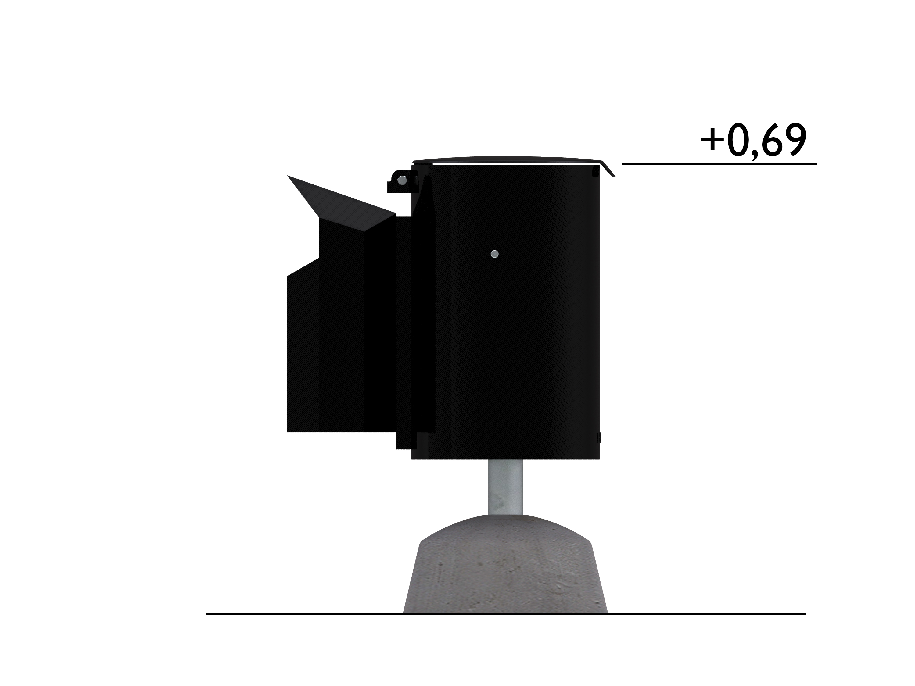 Corbeille avec cendrier intégré - réf 8000114 - Hags - Noir - Free Standing_1