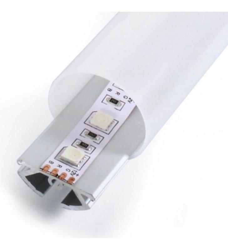 Profilé aluminium rond 2m avec diffuseur opale - Référence PROFALROD_1