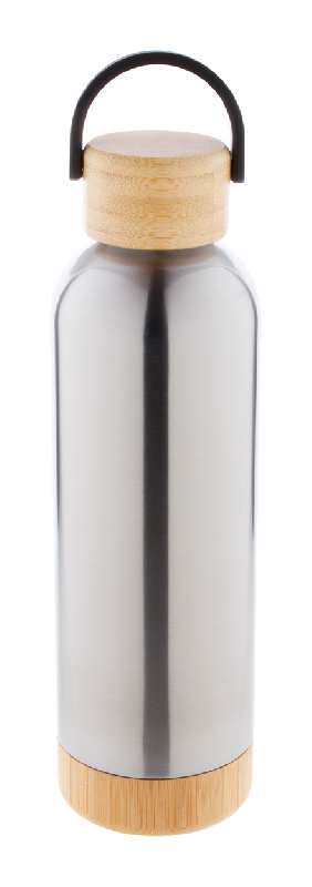 Thermos - bouteille isotherme double paroi en acier inoxydable avec couvercle et base en bambou - 500 ml_1