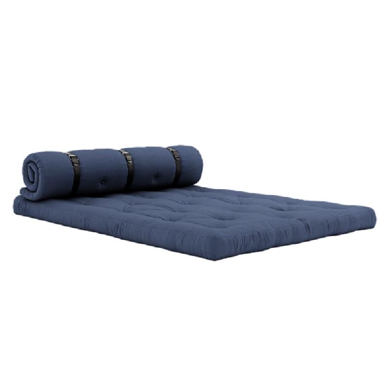 Canapé futon convertible Buckle-Up Sofa - Bleu marine - Matelas 140x200 cm - Design et pratique_1